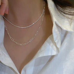 Rhinestone Tennis Necklace Crystal Chain Jewelry Collares Bijoux Femme