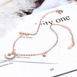 Silver Star Moon Anklets Bracelet for Women Star Tassel CZ Zircon Chain