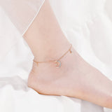 Silver Star Moon Anklets Bracelet for Women Star Tassel CZ Zircon Chain