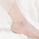 Silver Star Moon Anklets Bracelet for Women Star Tassel CZ Zircon Chain