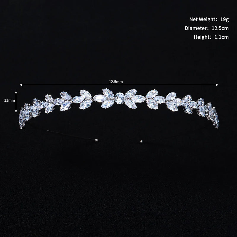Zircon Silver Hairband Bridal Tiara Pearls Wedding Crown
