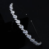 Zircon Silver Hairband Bridal Tiara Pearls Wedding Crown