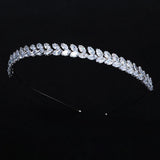 Zircon Silver Hairband Bridal Tiara Pearls Wedding Crown
