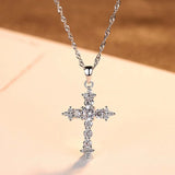 Zircon Cross Pendant Choker Necklace Women Rhinestone Lady Necklace