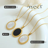 Small Fresh Shell Oval Pendant Stainless Steel Necklace