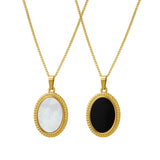 Small Fresh Shell Oval Pendant Stainless Steel Necklace