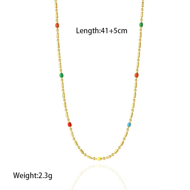 Stainless Steel Enamel Drop Choker Necklace and Bracelet Set