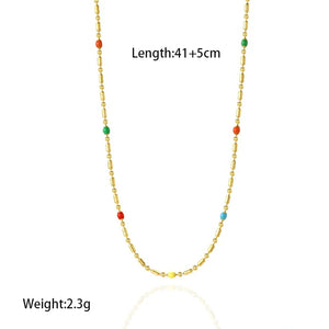 Stainless Steel Enamel Drop Choker Necklace and Bracelet Set