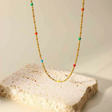 Stainless Steel Enamel Drop Choker Necklace and Bracelet Set