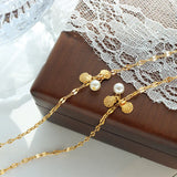 316L Stainless Steel 18k Plated Shell Pearls Charms Anklets