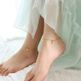 316L Stainless Steel 18k Plated Shell Pearls Charms Anklets