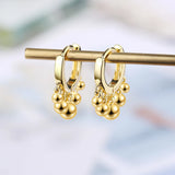 925 Silver Beads Tassel Hoop Earrings for Women
