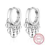 925 Silver Beads Tassel Hoop Earrings for Women