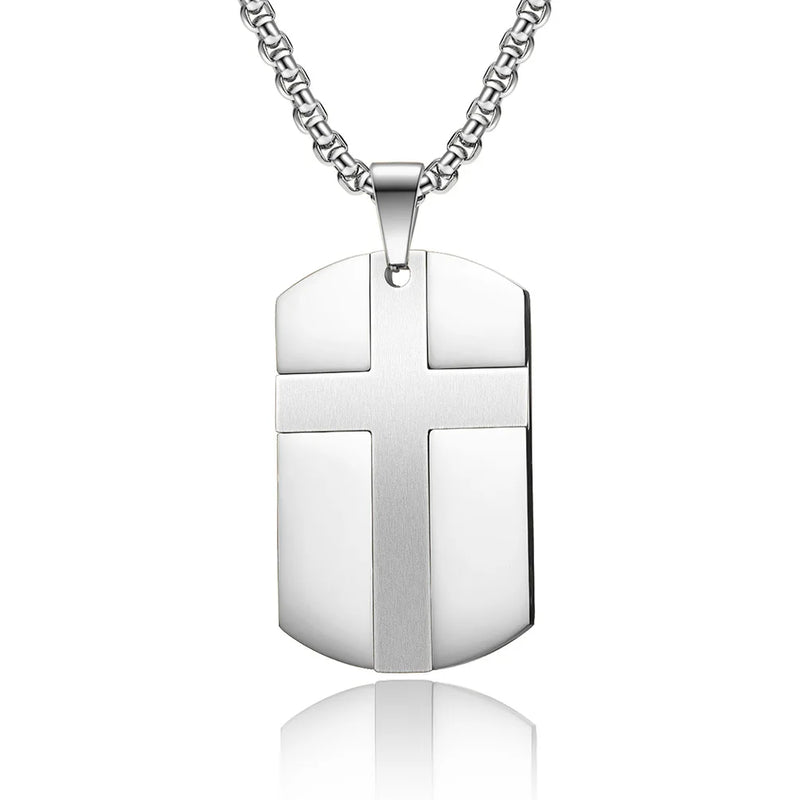 Hip-Hop Stainless Steel Army Cross Pendant Necklace for Men's