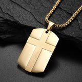 Hip-Hop Stainless Steel Army Cross Pendant Necklace for Men's