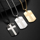 Hip-Hop Stainless Steel Army Cross Pendant Necklace for Men's