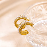 Ins Style Stainless Steel Twist Pearl Earrings C-shaped Gold-plated