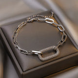 Vintage Geometric Crystal Charm Bracelet Chain Cuff