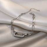 Vintage Geometric Crystal Charm Bracelet Chain Cuff