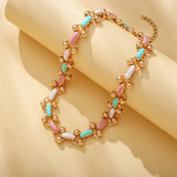 Leisure Punk Rainbow Metal Necklace for Girls