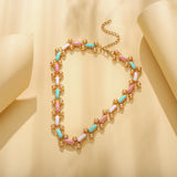 Leisure Punk Rainbow Metal Necklace for Girls