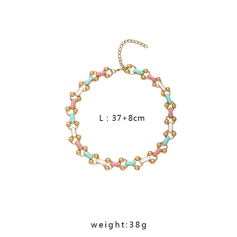 Leisure Punk Rainbow Metal Necklace for Girls