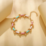 Leisure Punk Rainbow Metal Necklace for Girls