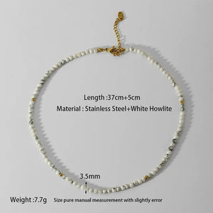 18K Plated Stainless Steel Lapis Turquoise Choker Necklace for Women