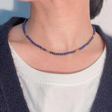 18K Plated Stainless Steel Lapis Turquoise Choker Necklace for Women