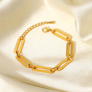Stainless Steel Chain Bracelet 18K Plated Rectangle Bracelet