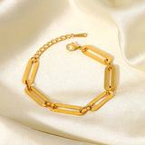 Stainless Steel Chain Bracelet 18K Plated Rectangle Bracelet