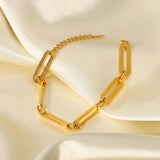 Stainless Steel Chain Bracelet 18K Plated Rectangle Bracelet