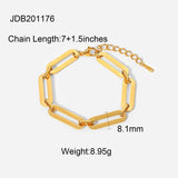 Stainless Steel Chain Bracelet 18K Plated Rectangle Bracelet