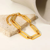 Stainless Steel Chain Bracelet 18K Plated Rectangle Bracelet