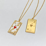 Vintage Tarot Pendant Necklace Gold-plated Square Necklaces For Women Girls