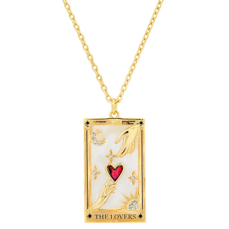 Vintage Tarot Pendant Necklace Gold-plated Square Necklaces For Women Girls