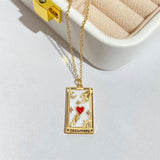Vintage Tarot Pendant Necklace Gold-plated Square Necklaces For Women Girls