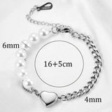 Ins Pearl Women Bracelet Stainless Steel Chain Adjustable Bangle