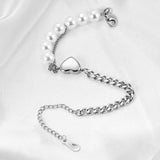 Ins Pearl Women Bracelet Stainless Steel Chain Adjustable Bangle
