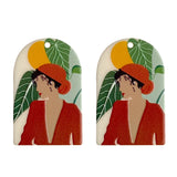Women Plant Landscape Acrylic Pendant DIY Jewelry Earrings