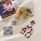 Geometry Retro Leopard Print Acrylic Earrings Pendant DIY Jewelry Accessories