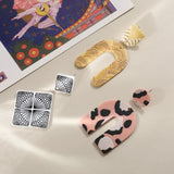 Geometry Retro Leopard Print Acrylic Earrings Pendant DIY Jewelry Accessories