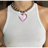 Retro Glass Colored Pendant Necklace for Women