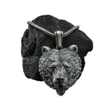 Zodiac Brown Bear Head Pendant Necklace Men's Retro Hip Hop Chain Necklace