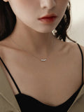 Geometric Sterling Silver 925 Necklace with Clavicle Chain for Women