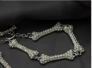 Skull Bones Rhinestone Necklace T Buckle Women Chain