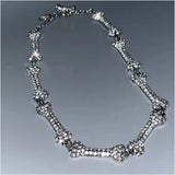 Skull Bones Rhinestone Necklace T Buckle Women Chain