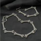 Skull Bones Rhinestone Necklace T Buckle Women Chain