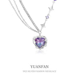 925 Silver Gradual Change Love Pendant Necklace for Women