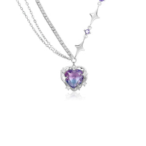 925 Silver Gradual Change Love Pendant Necklace for Women